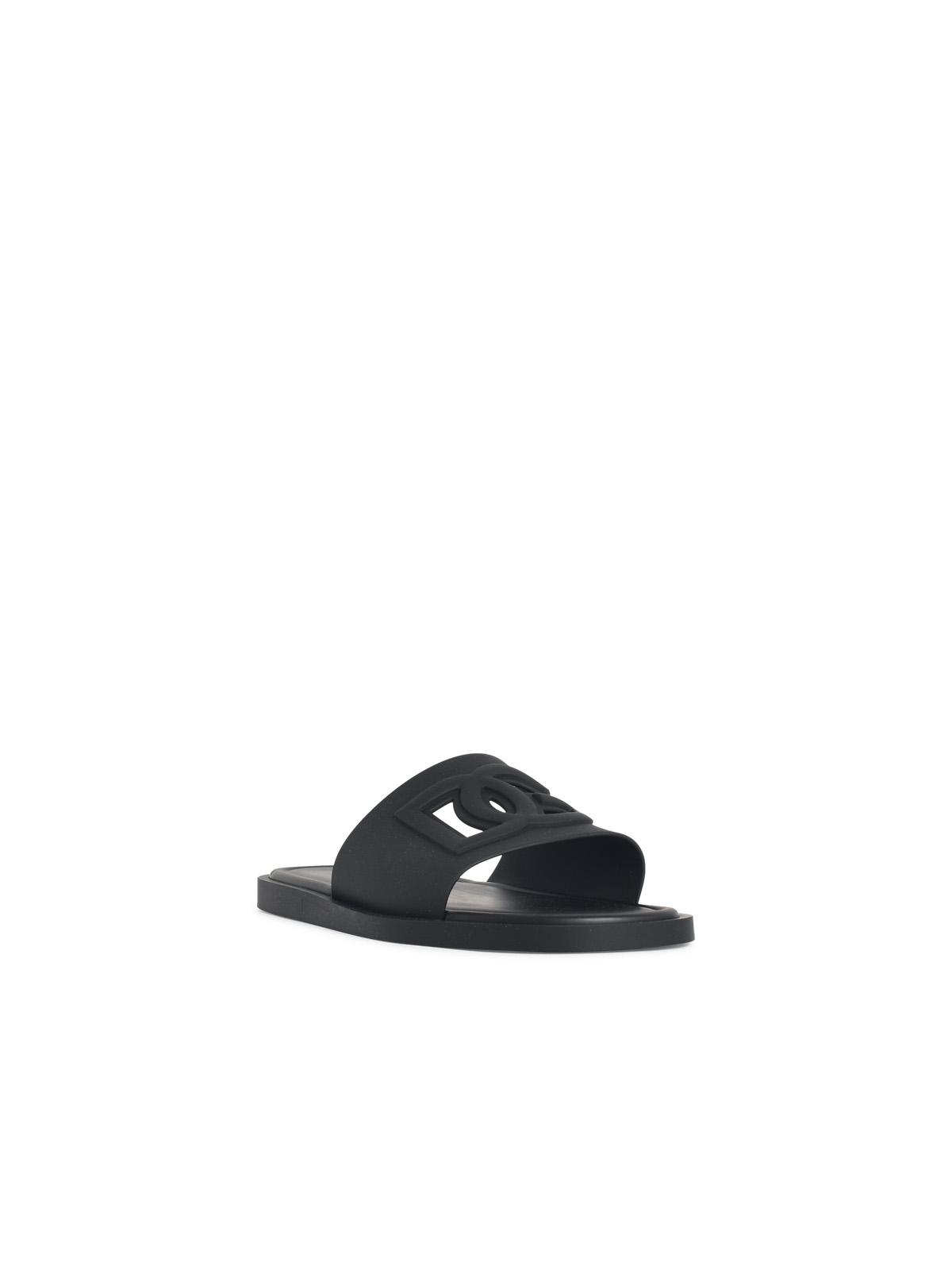 Dolce & Gabbana 'Dg Logo' Black Rubber Slippers Men DOLCE & GABBANA