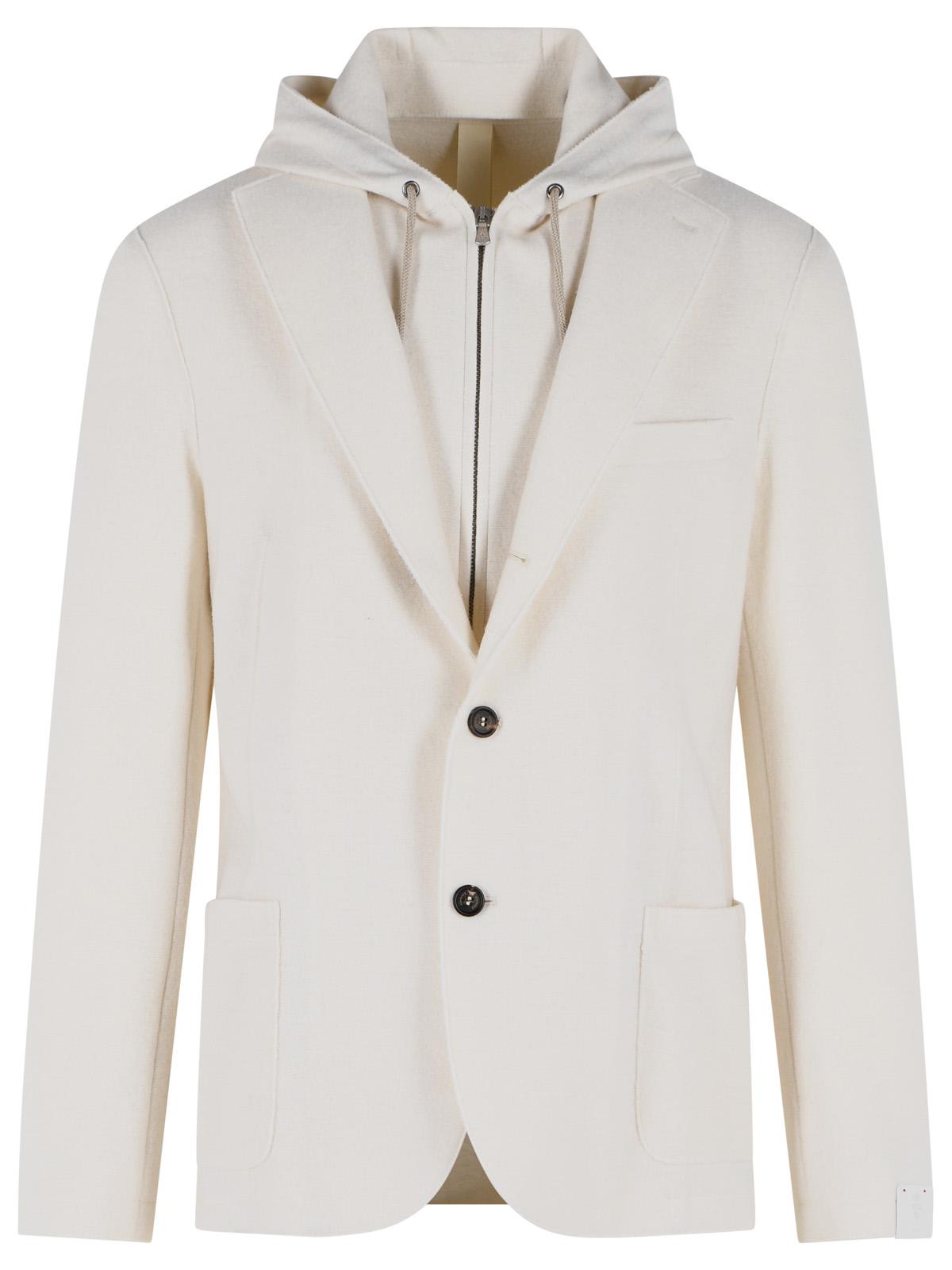 Eleventy Cream Wool Hooded Blazer Men ELEVENTY