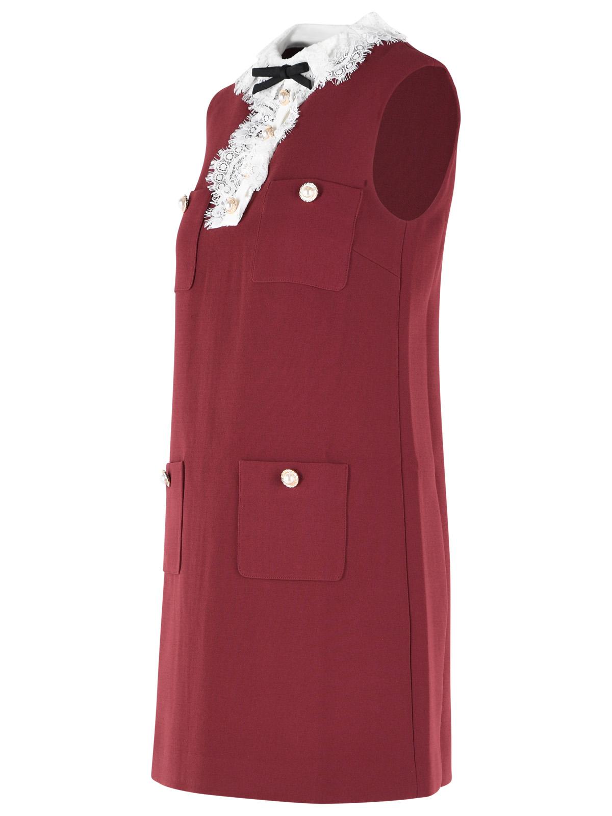 Self Portrait Polyester Crêpe Mini Dress With Burgundy Lace Collar Women SELF-PORTRAIT