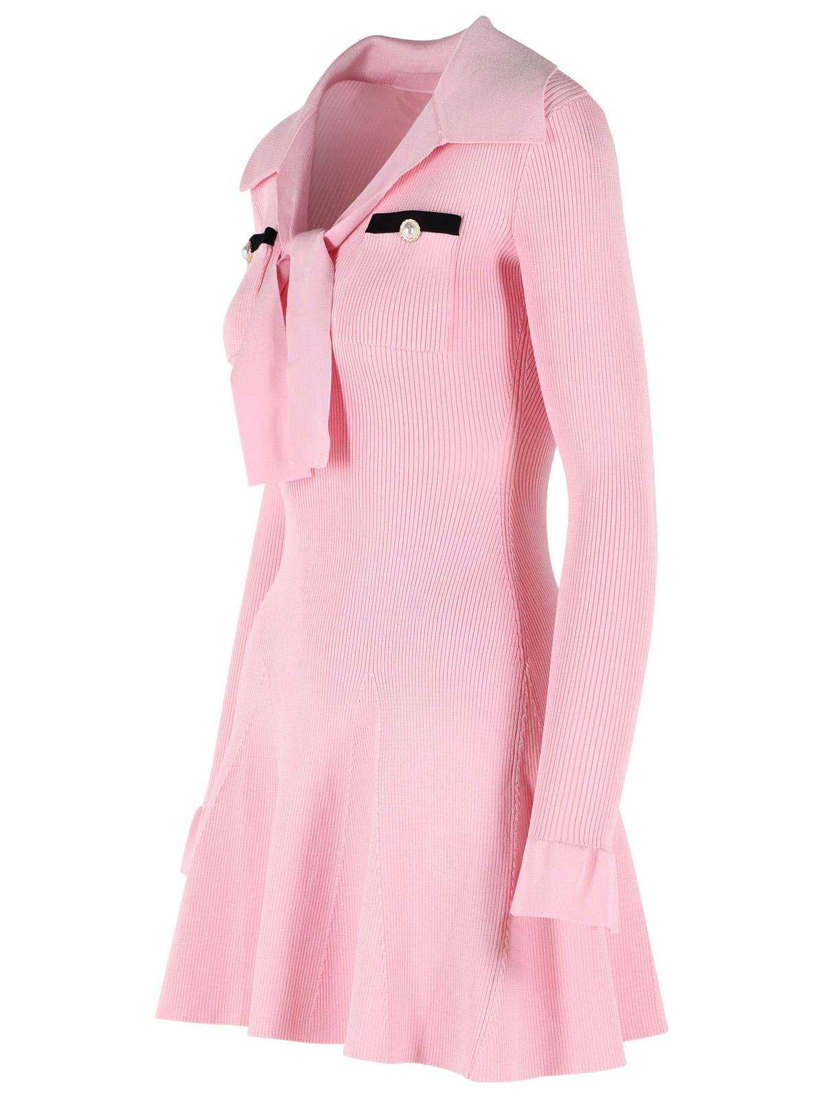 Self Portrait Viscose Knit Mini Dress With Pink Laces Women SELF-PORTRAIT