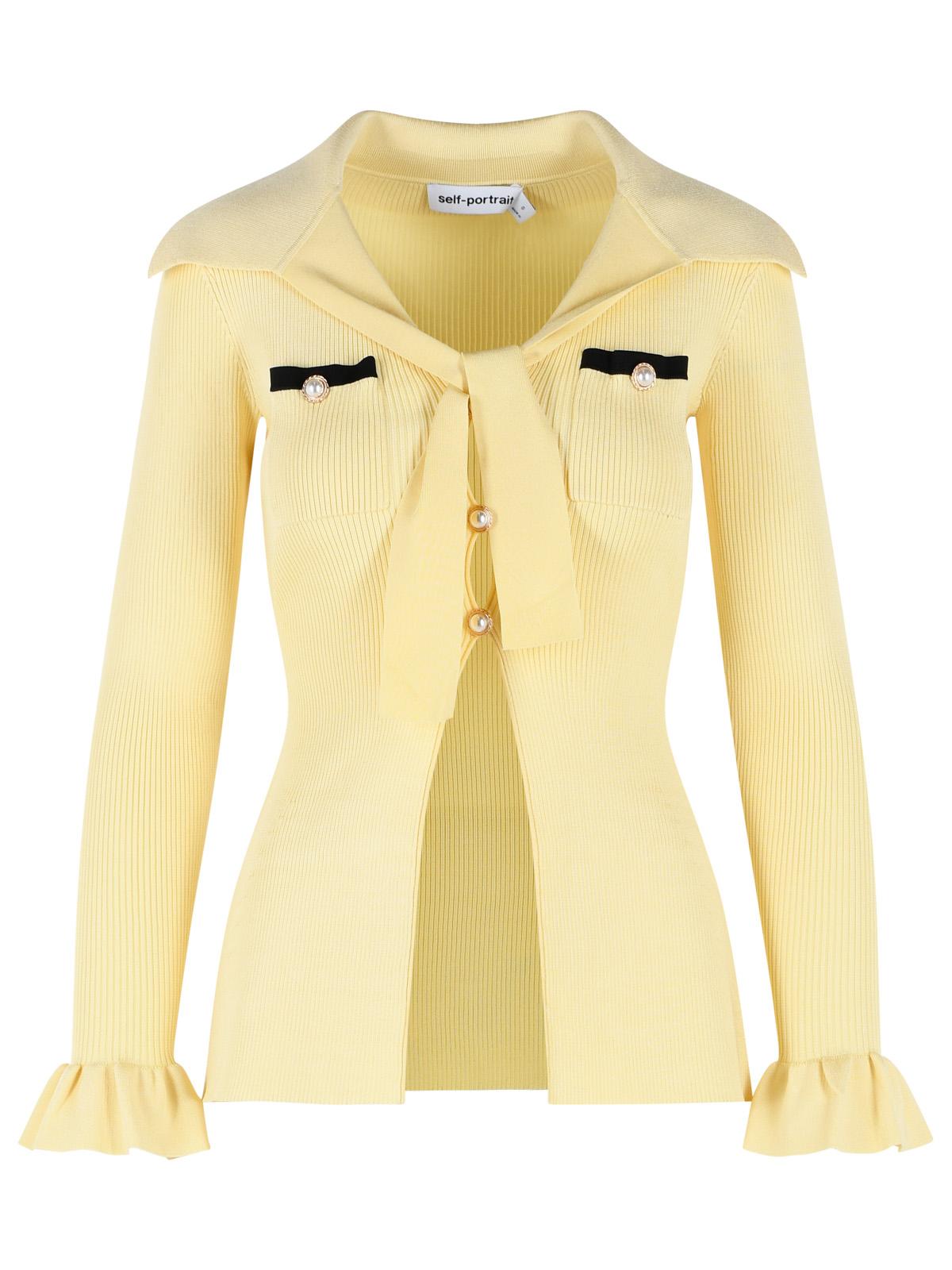 Self Portrait Viscose Knit Top With Yellow Lacing Women SELF-PORTRAIT