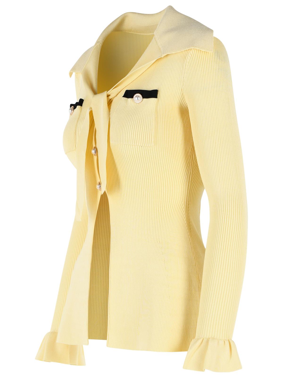 Self Portrait Viscose Knit Top With Yellow Lacing Women SELF-PORTRAIT