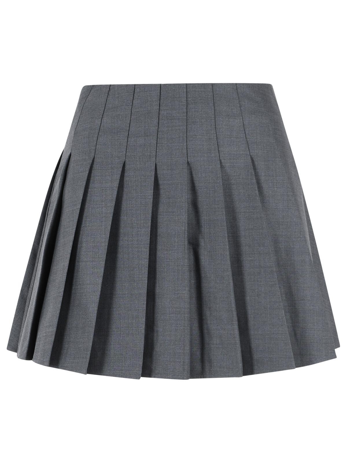 Self Portrait Grey Wool Blend Pleated Miniskirt Women SELF-PORTRAIT