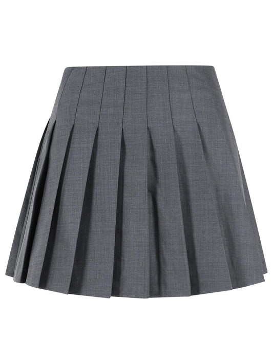Self Portrait Grey Wool Blend Pleated Miniskirt Women SELF-PORTRAIT