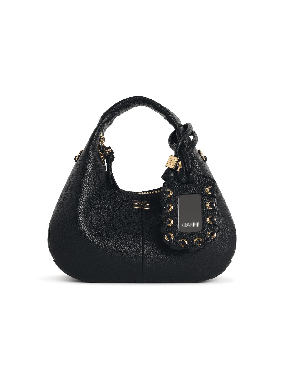 Ganni Black Eco Leather Mini Hobo Bag Women GANNI