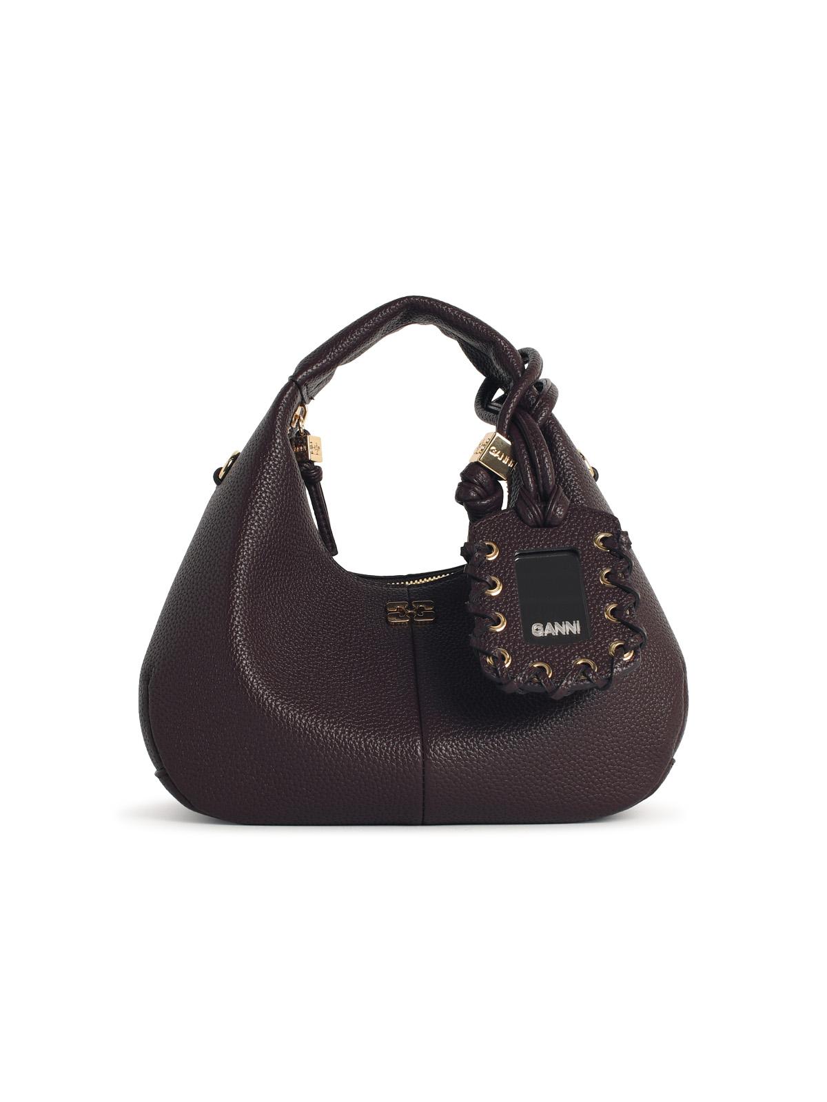Ganni Brown Eco Leather Mini Hobo Bag Women GANNI