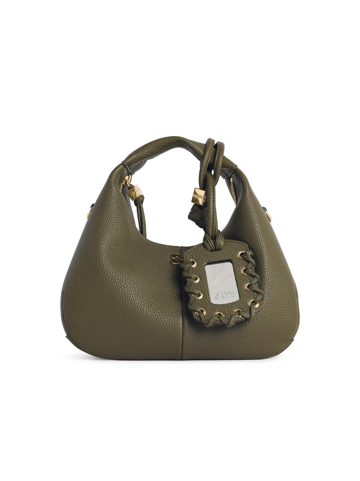 Ganni Green Eco Leather Mini Hobo Bag Women GANNI