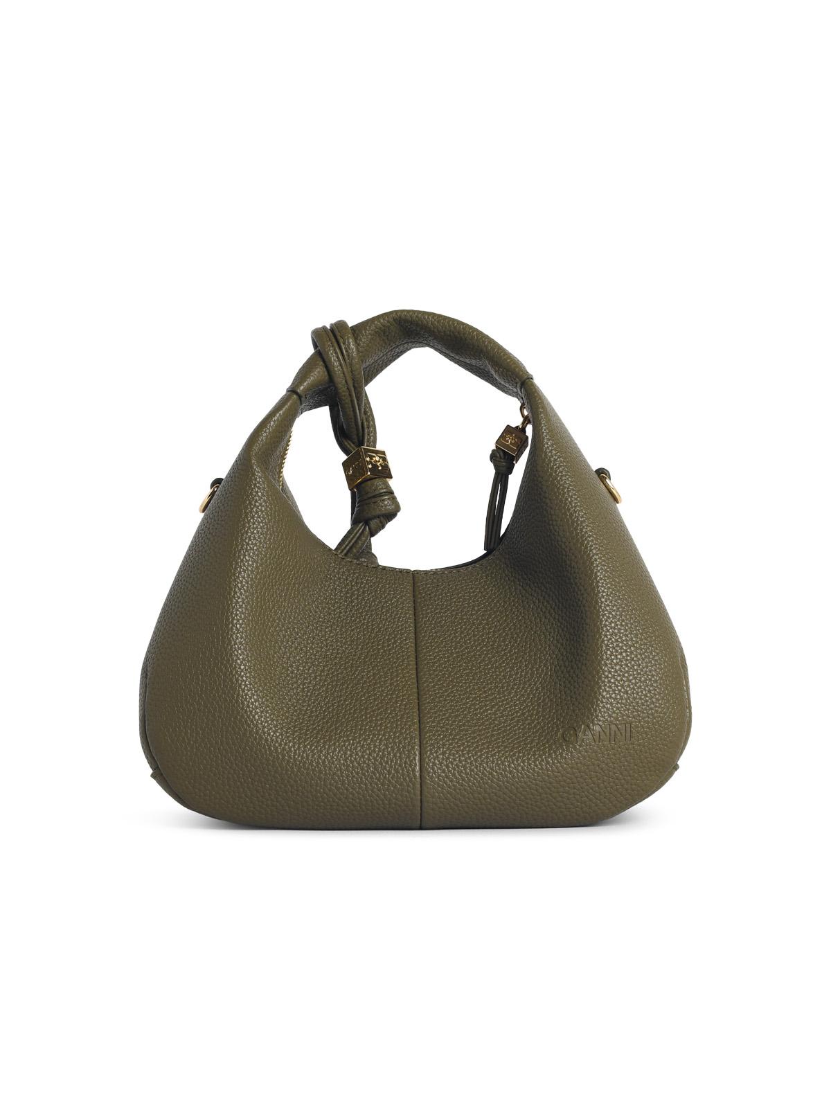 Ganni Green Eco Leather Mini Hobo Bag Women GANNI