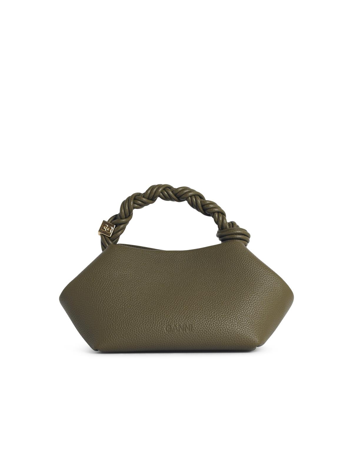 Ganni Small 'Bou' Green Hammered Leather Bag Women GANNI