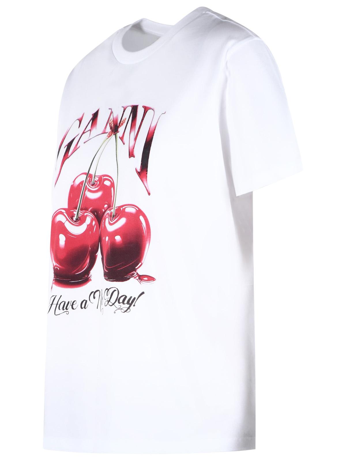 Ganni 'Cherry' White Cotton T-Shirt Women GANNI