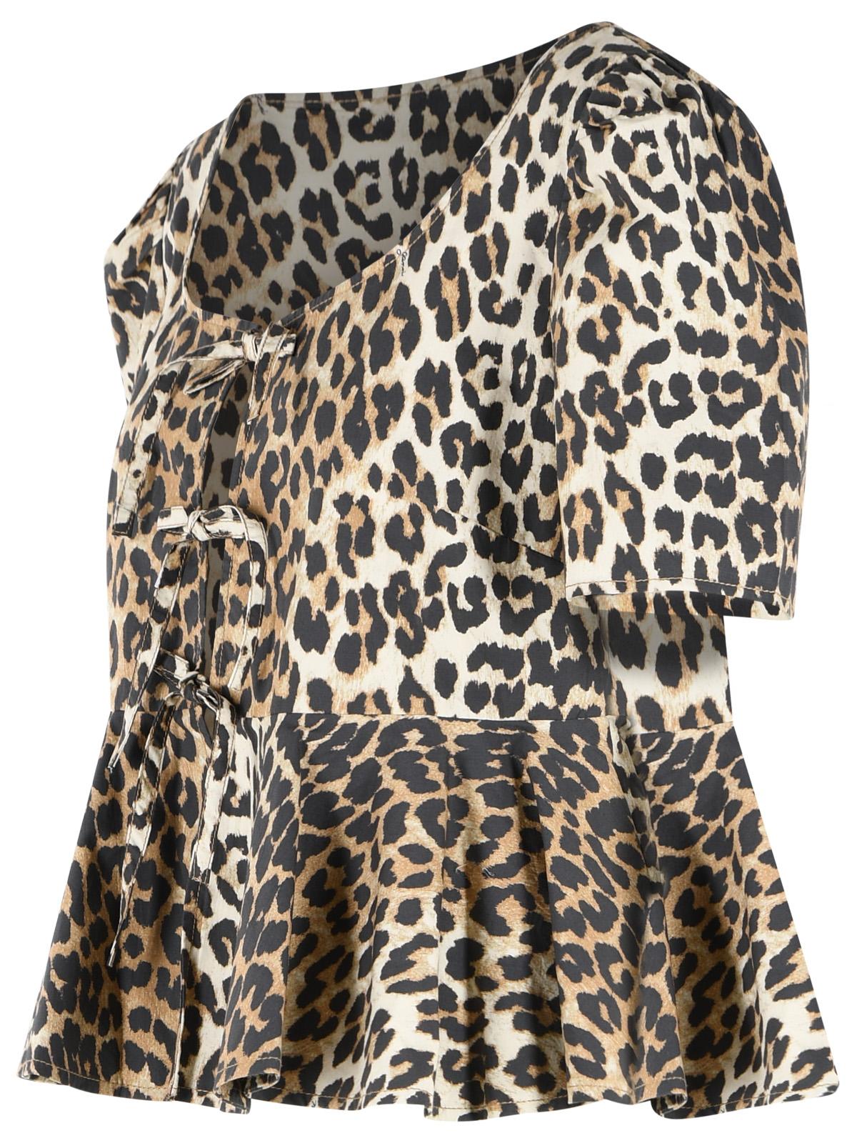 Ganni Leopard Print Cotton Blouse Women GANNI