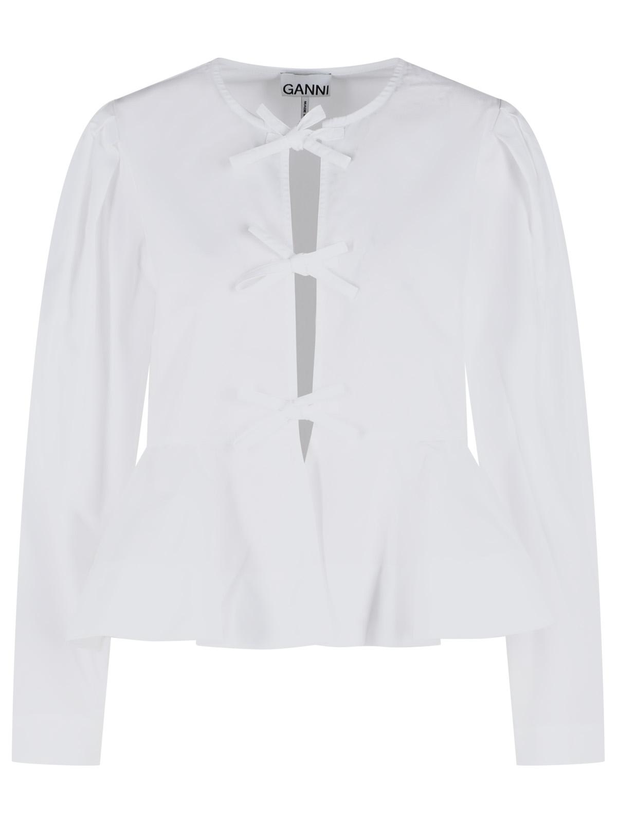 Ganni White Cotton Blouse Women GANNI