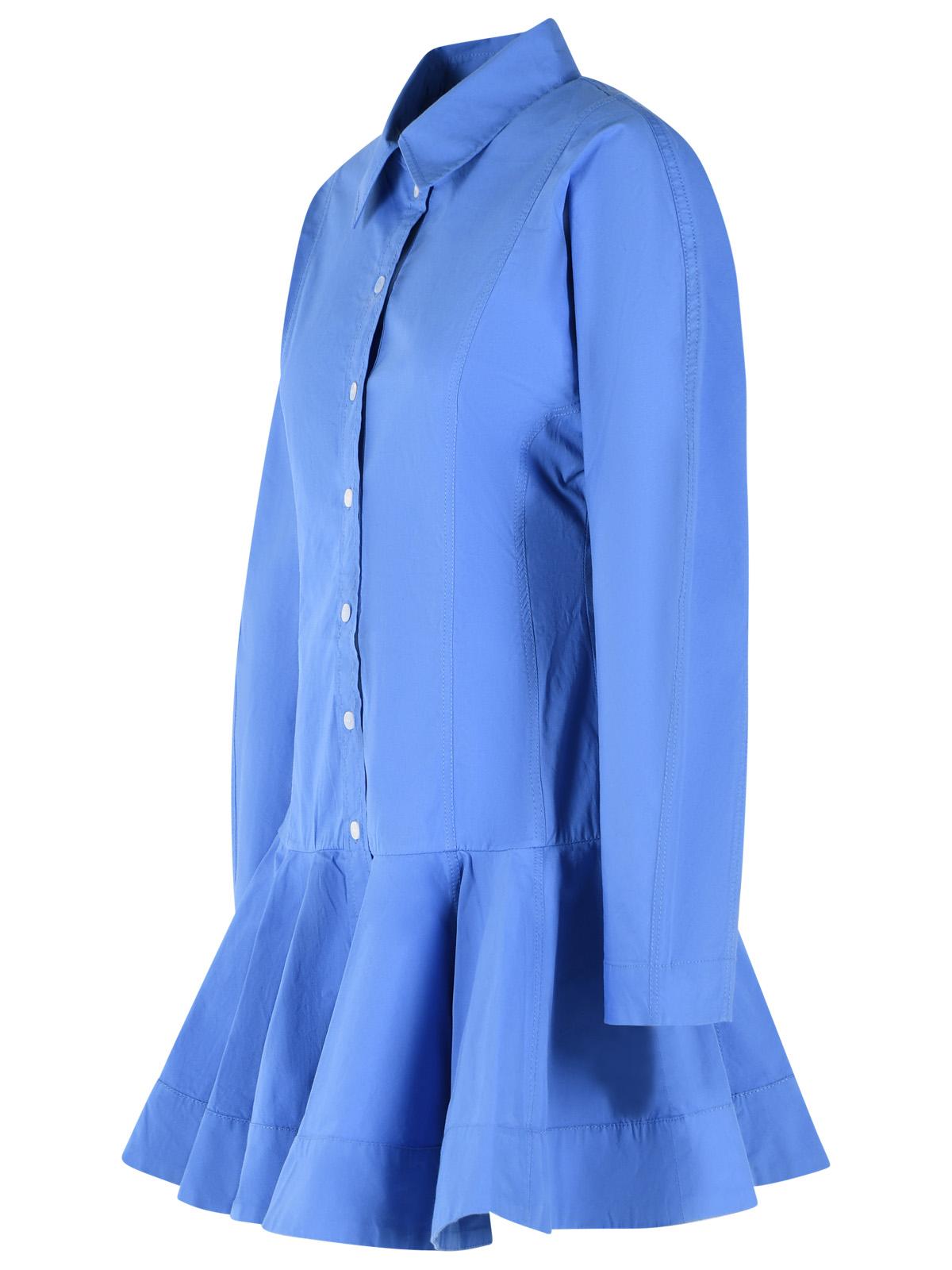 Ganni Light Blue Stretch Cotton Mini Dress Women GANNI