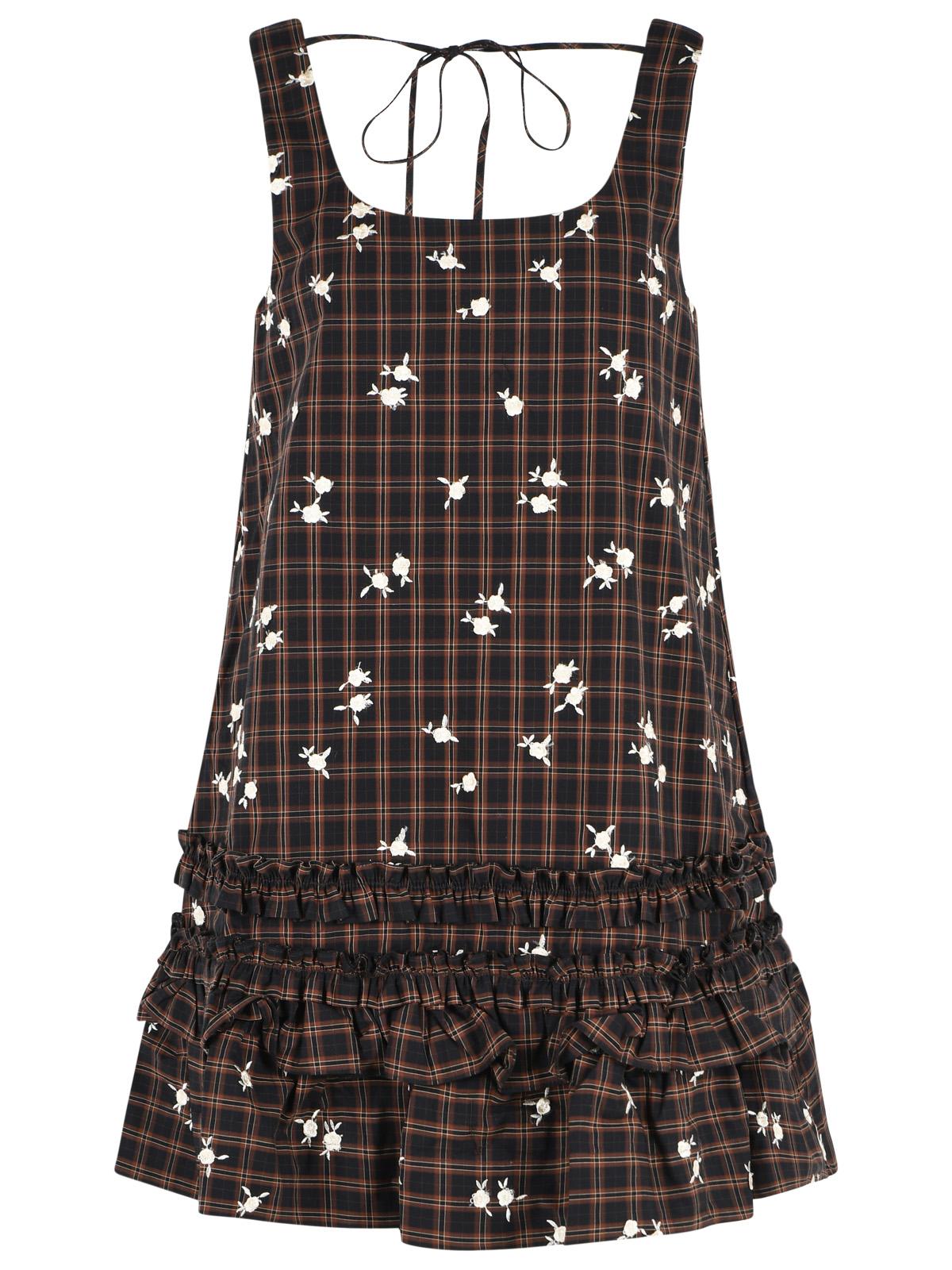 Ganni Brown Cotton Mini Dress Women GANNI