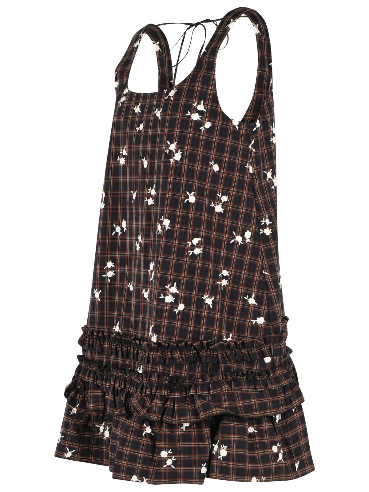 Ganni Brown Cotton Mini Dress Women GANNI