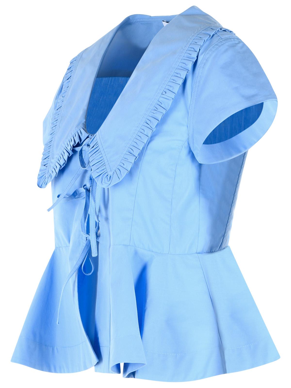 Ganni Light Blue Cotton Poplin Blouse Women GANNI