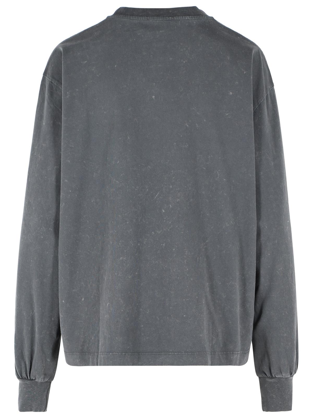 Ganni Grey Cotton Long-Sleeved T-Shirt Women GANNI