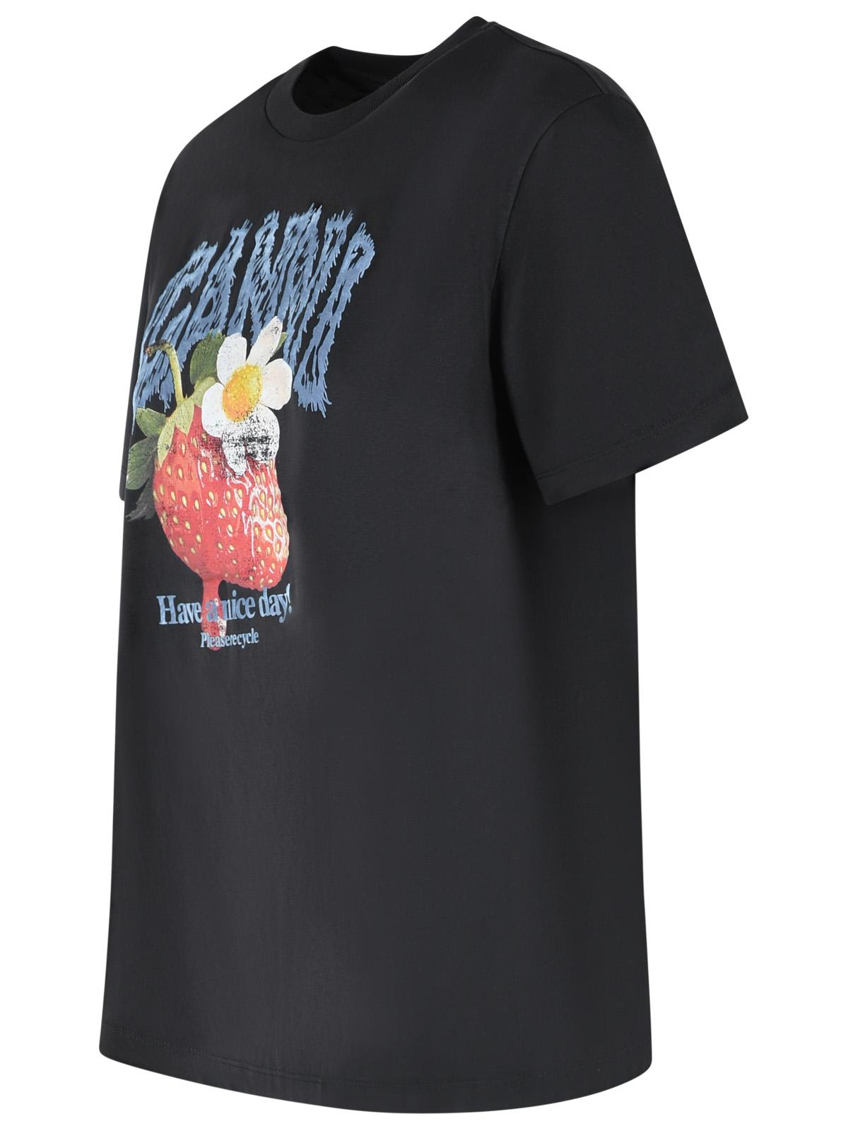 Ganni Strawberry T-Shirt In Black Cotton Women GANNI