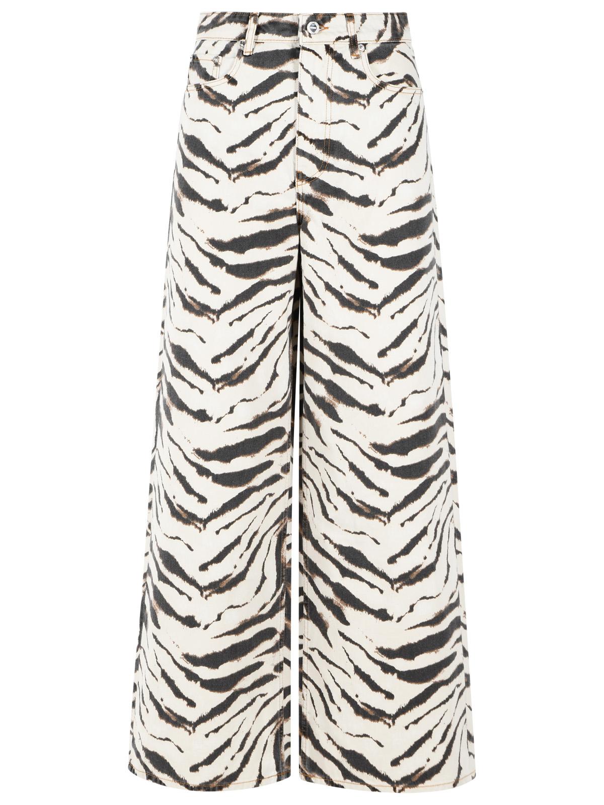 Ganni 'Lari Zebra 33L' 'Egret' Ivory Cotton Jeans Women GANNI