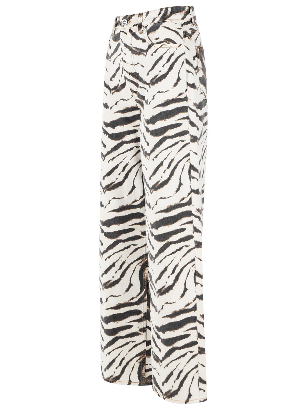 Ganni 'Lari Zebra 33L' 'Egret' Ivory Cotton Jeans Women GANNI