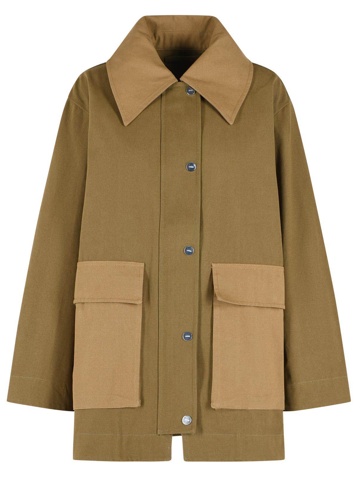 Ganni Green Cotton Jacket Women GANNI