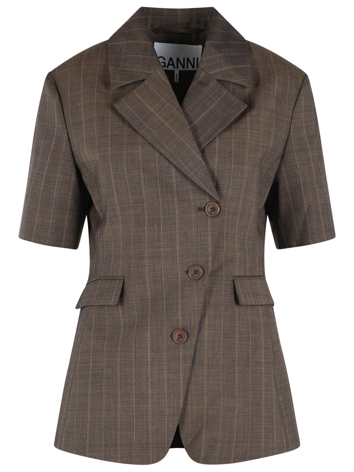 Ganni Brown Wool Blazer Women GANNI