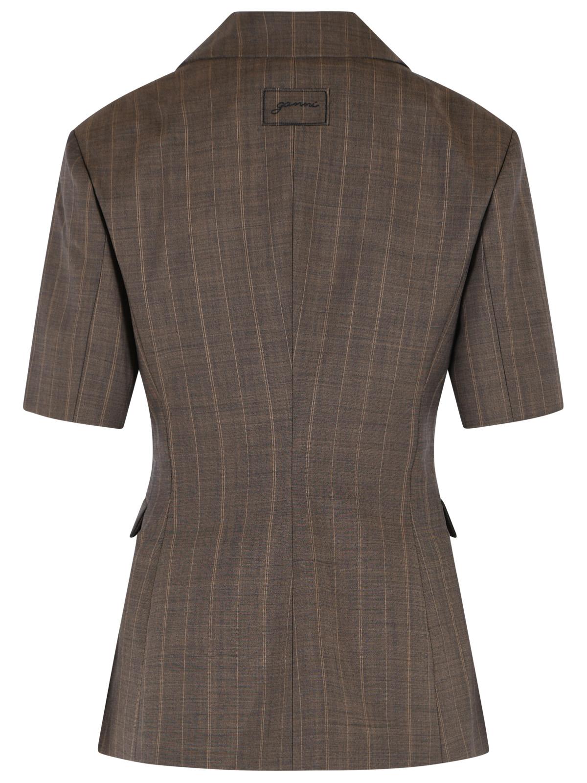 Ganni Brown Wool Blazer Women GANNI