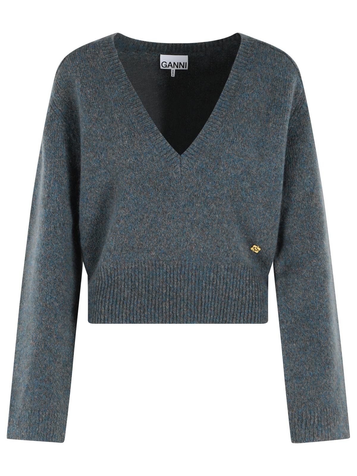 Ganni Blue Wool Blend Sweater Women GANNI