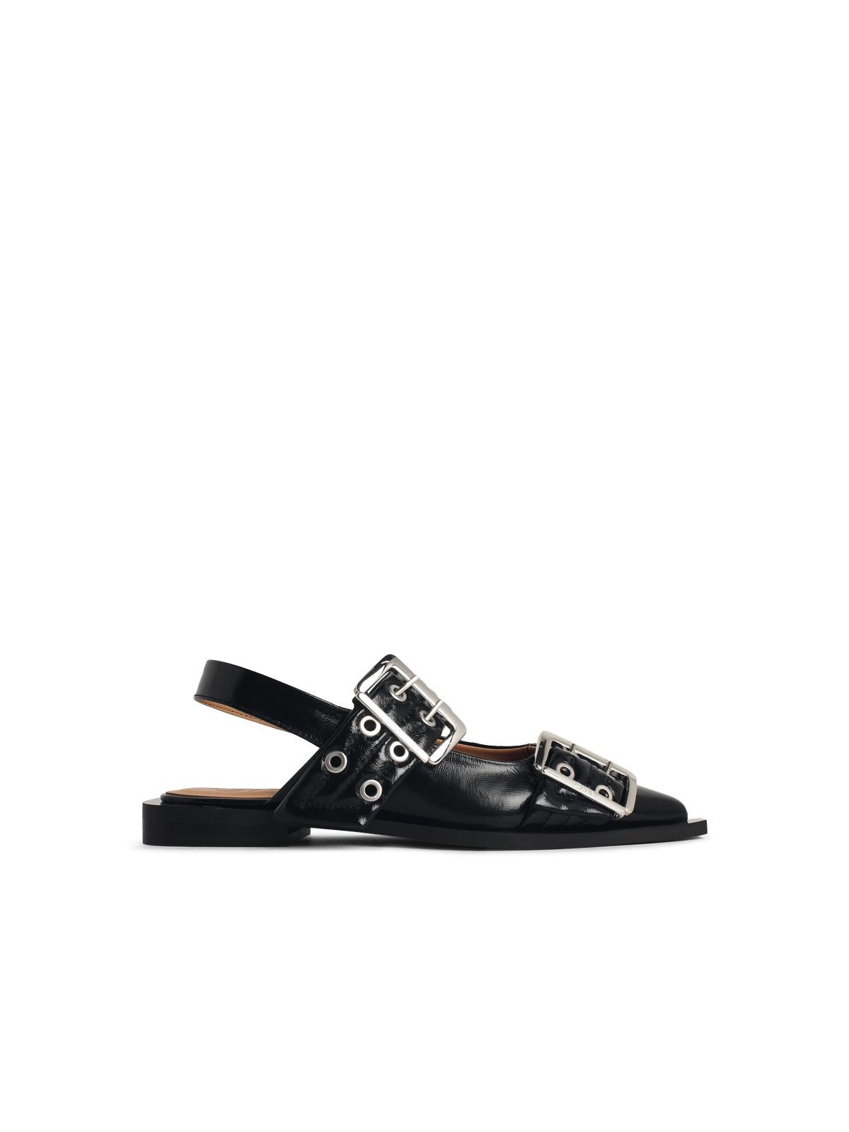 Ganni Ballet Flats With Black Faux Leather Buckle Women GANNI