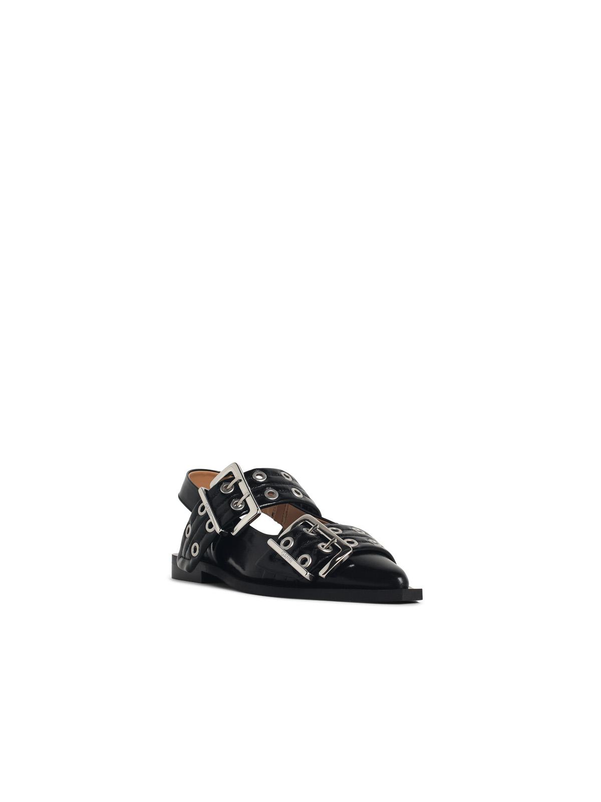 Ganni Ballet Flats With Black Faux Leather Buckle Women GANNI
