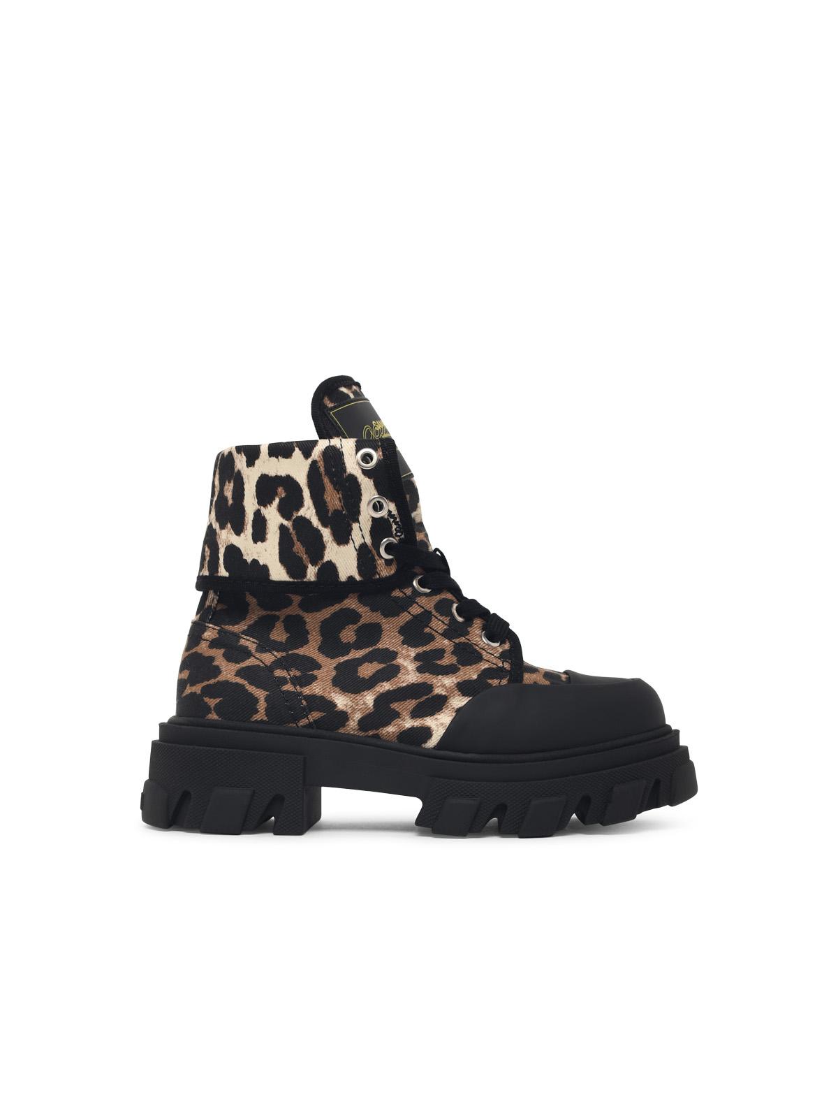 Ganni Leopard Print Fabric Boots Women GANNI