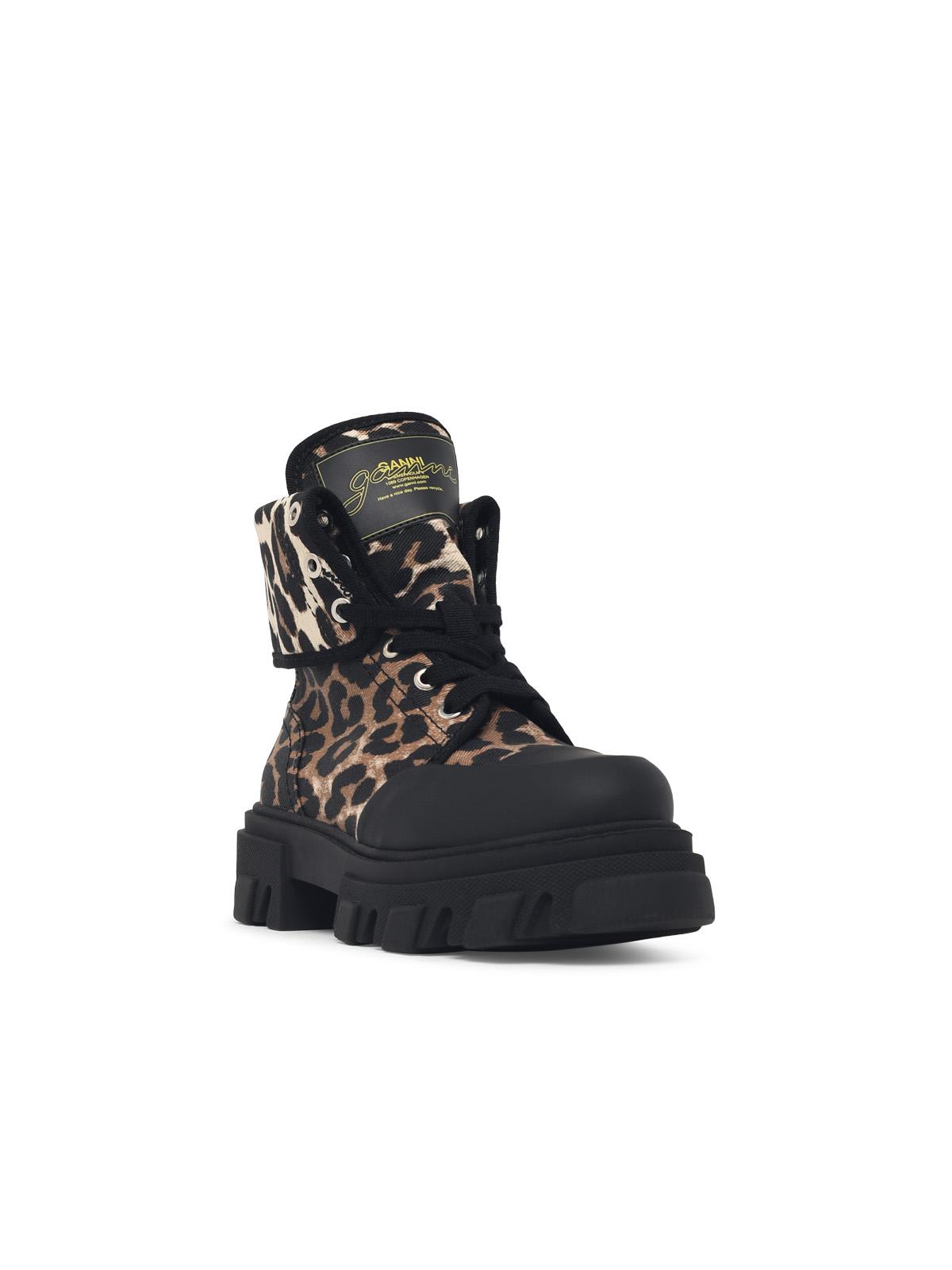 Ganni Leopard Print Fabric Boots Women GANNI