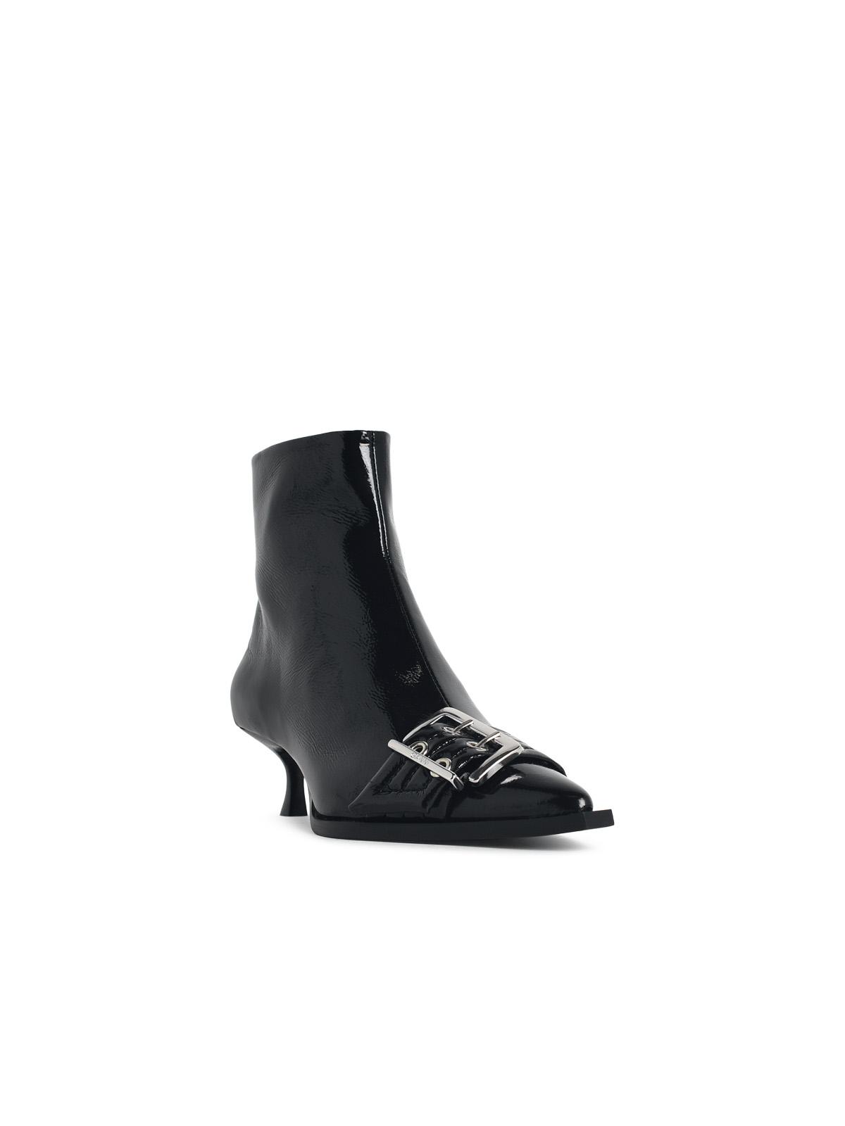 Ganni 'Naplack Buckle' Black Eco Leather Ankle Boots Women GANNI