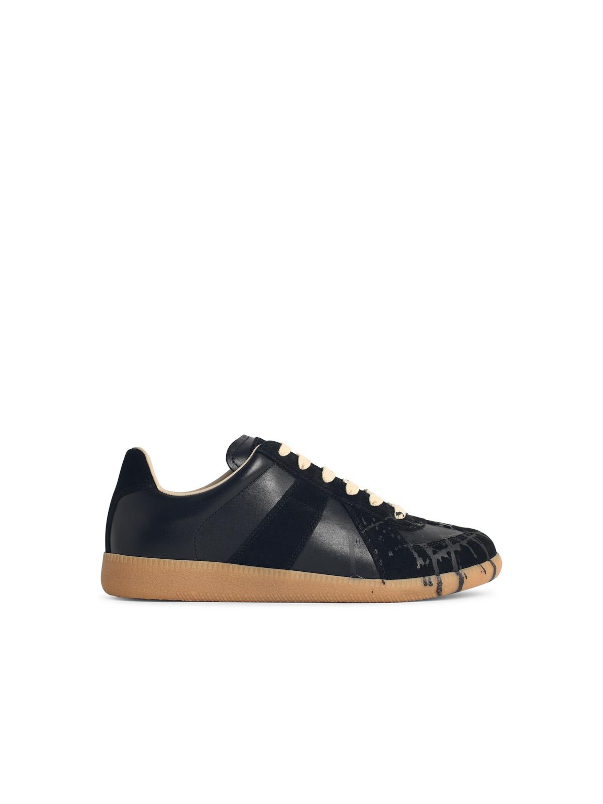 Maison Margiela 'Replica' Black Leather Sneakers Men MAISON MARGIELA