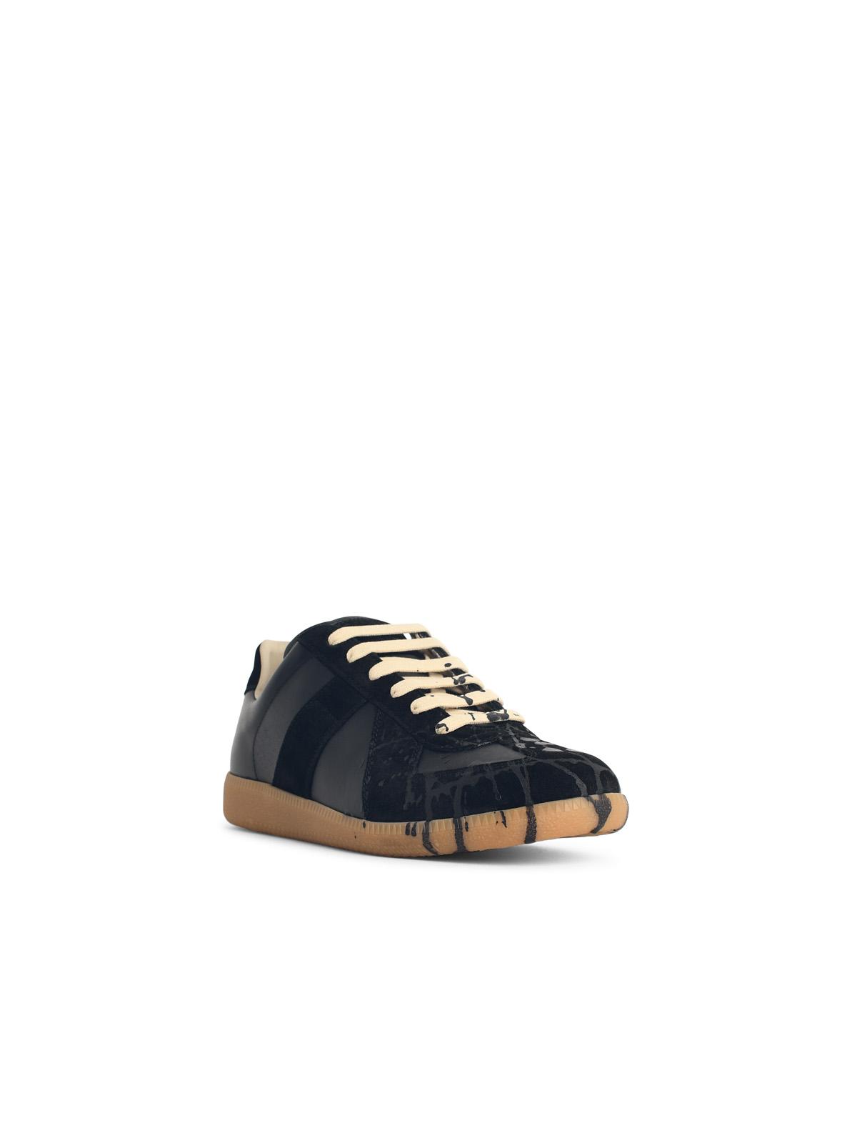 Maison Margiela 'Replica' Black Leather Sneakers Men MAISON MARGIELA