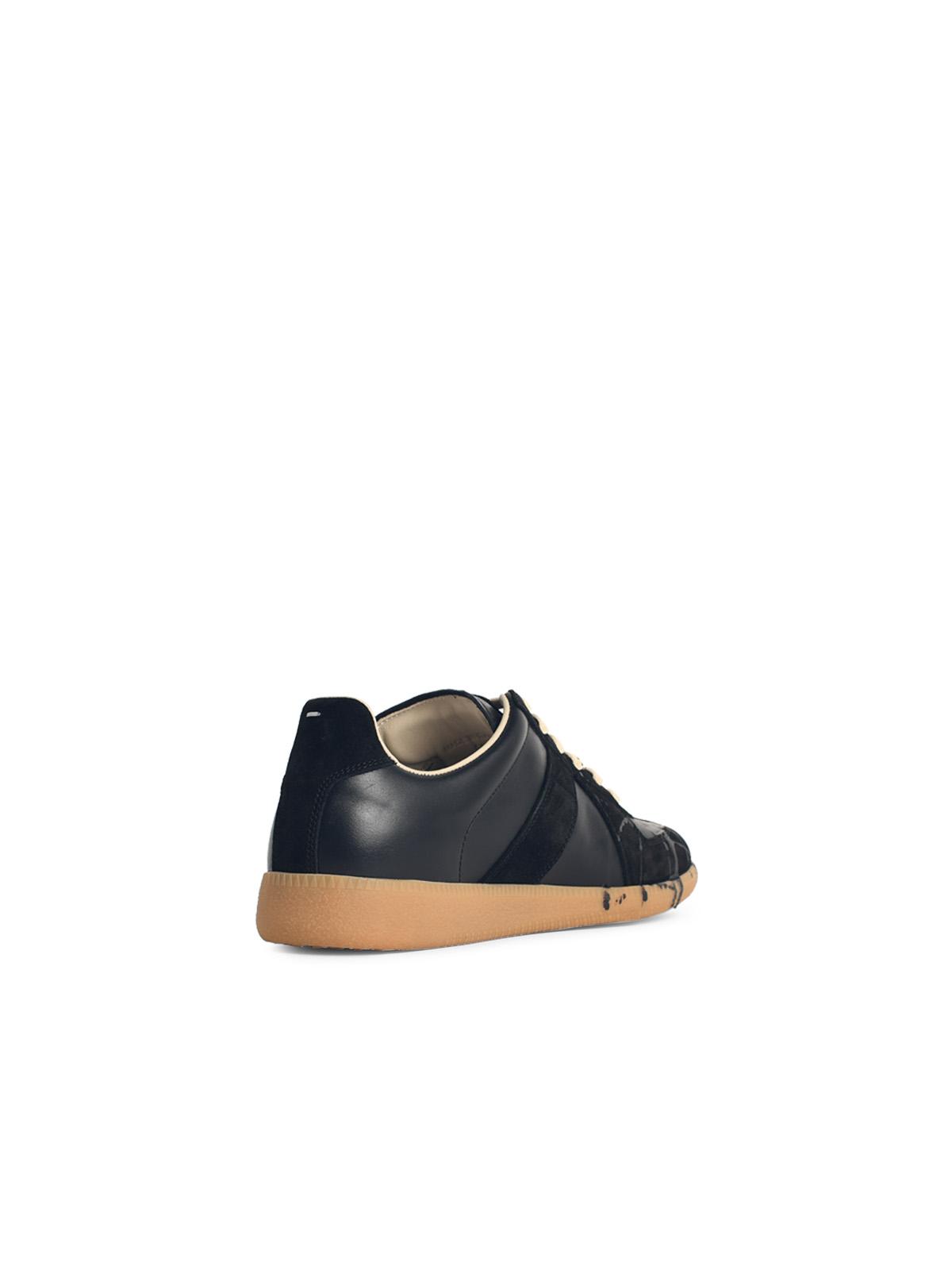Maison Margiela 'Replica' Black Leather Sneakers Men MAISON MARGIELA