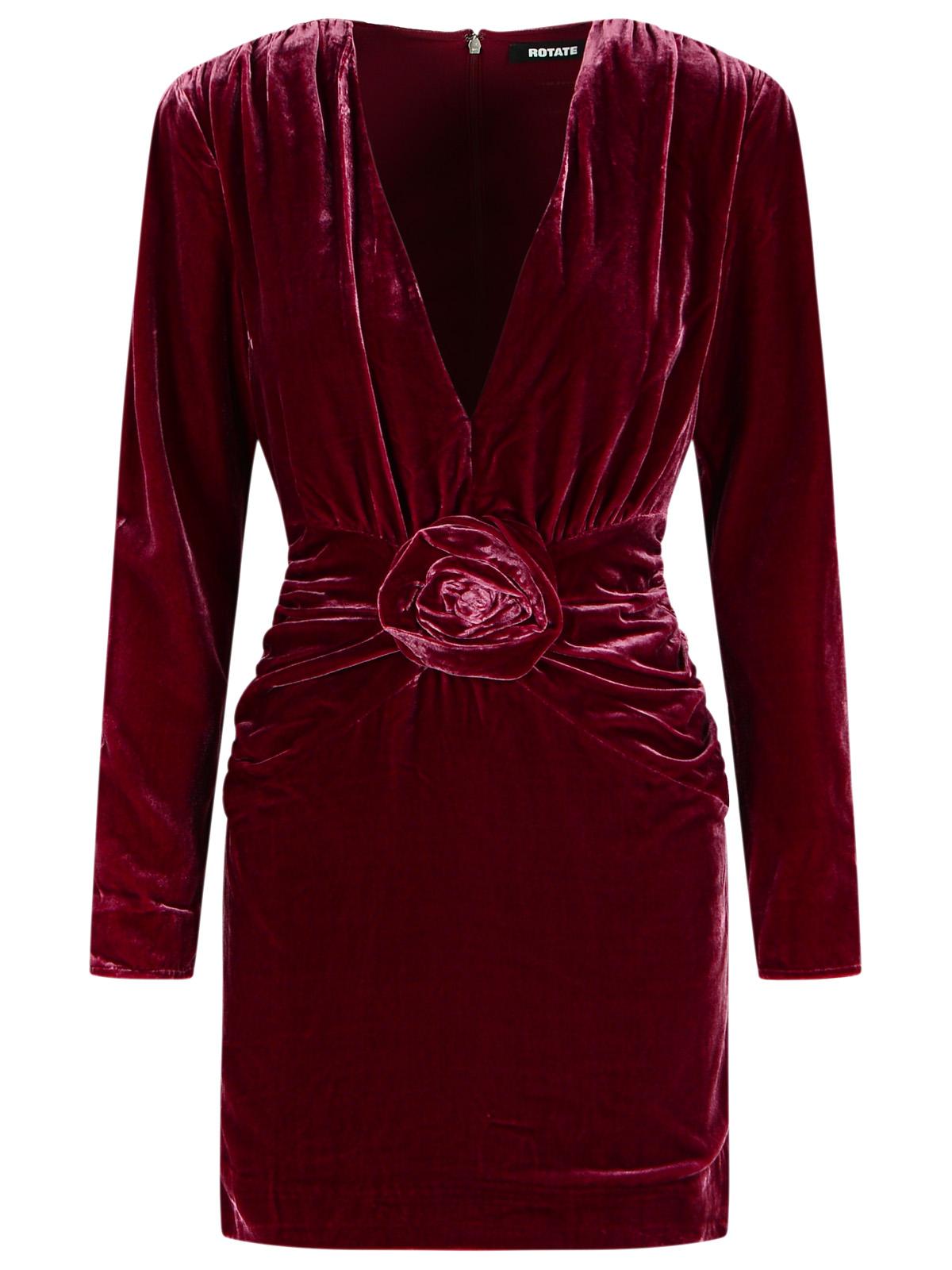 Rotate Burgundy Silk Velvet Mini Dress Women ROTATE