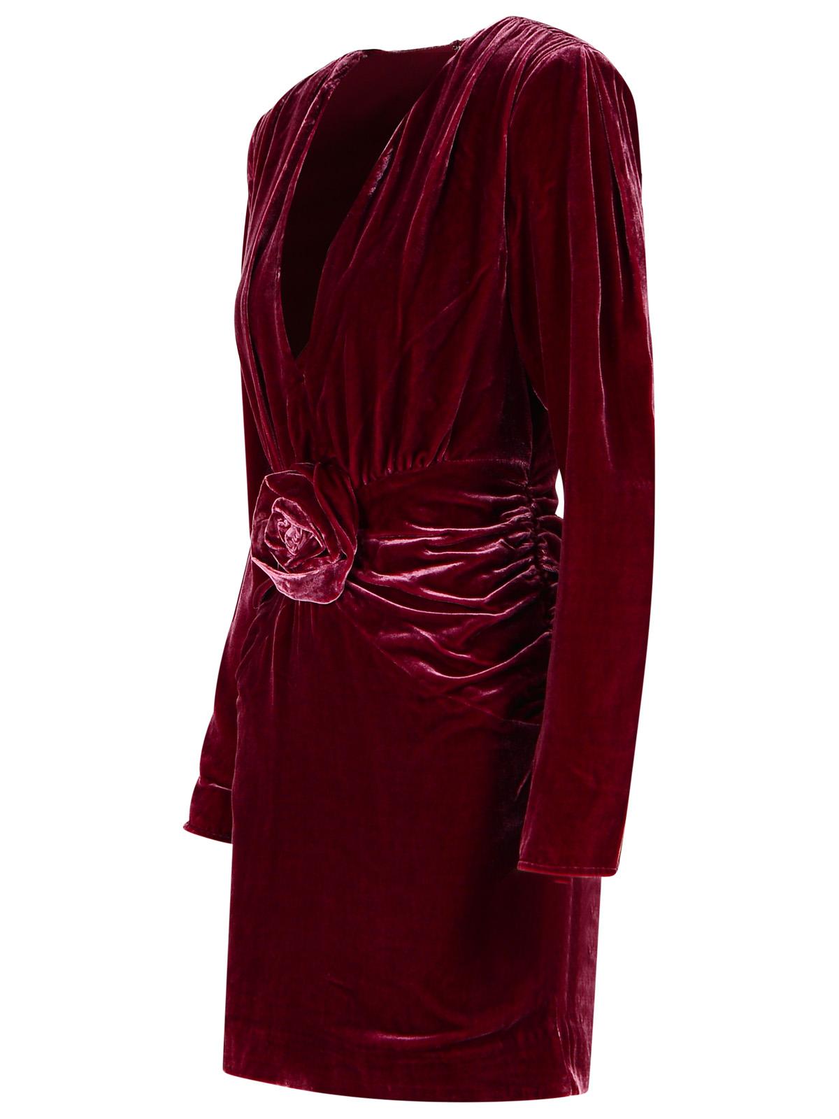 Rotate Burgundy Silk Velvet Mini Dress Women ROTATE