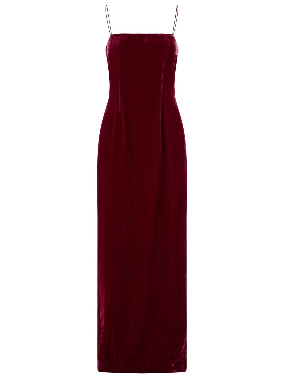 Rotate Burgundy Silk Velvet Maxi Dress Women ROTATE