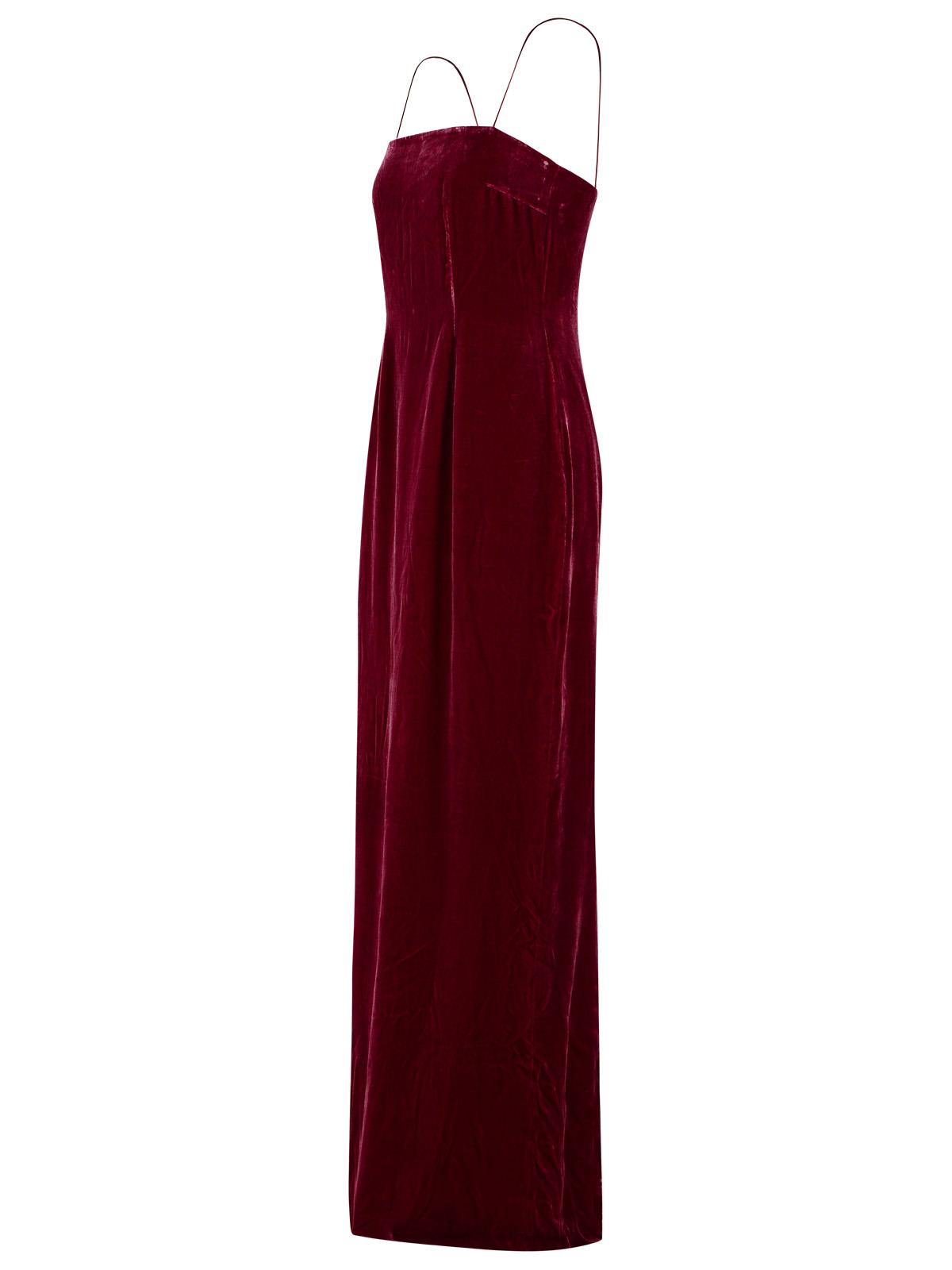 Rotate Burgundy Silk Velvet Maxi Dress Women ROTATE
