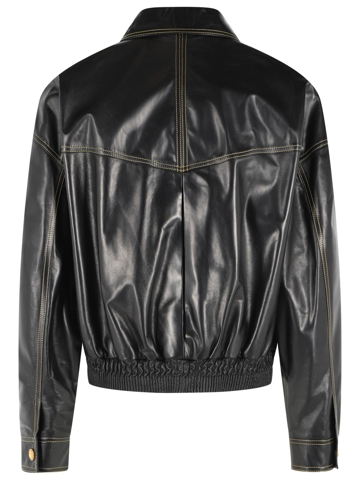 Versace Black Leather Jacket Men VERSACE