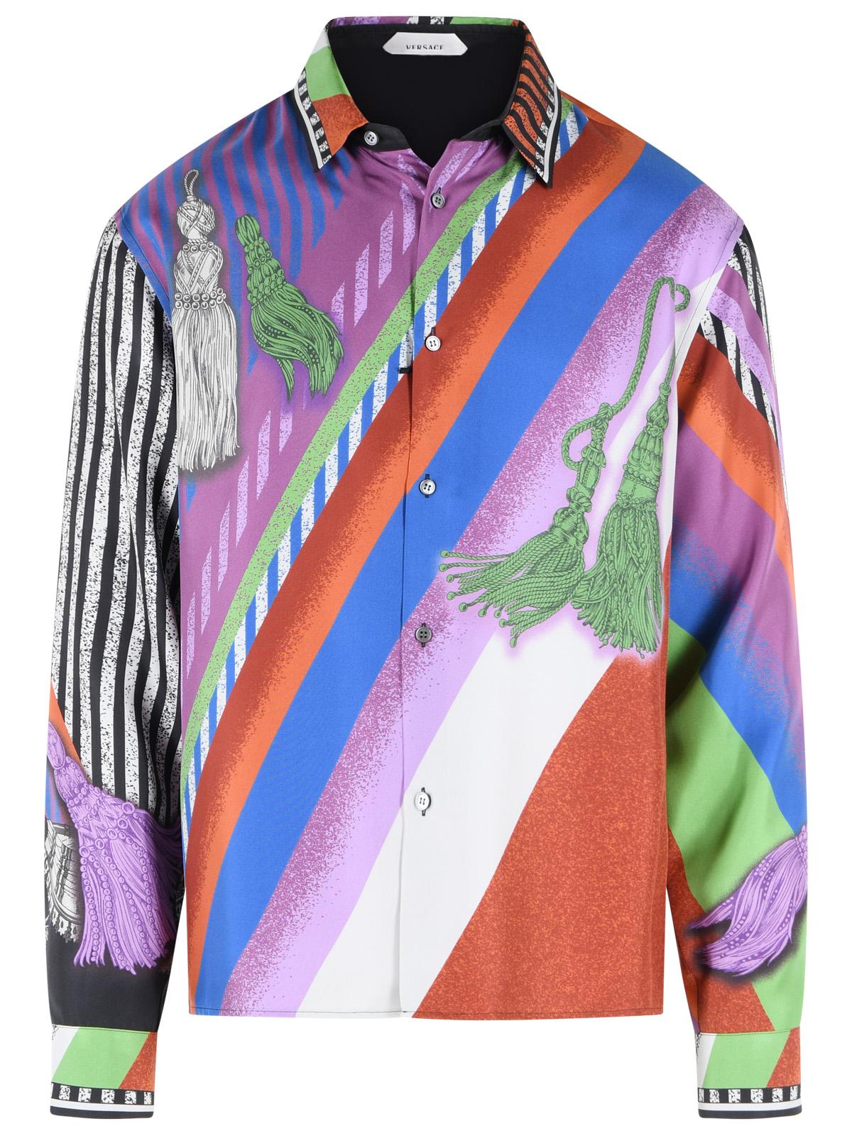 Versace Multicolor Silk Shirt Men VERSACE