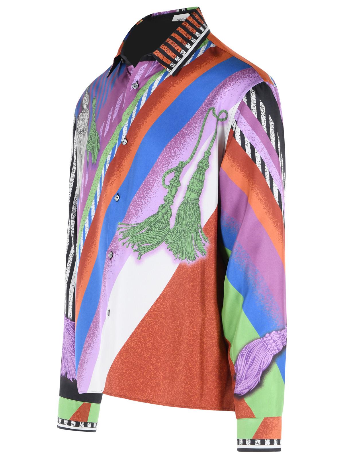 Versace Multicolor Silk Shirt Men VERSACE
