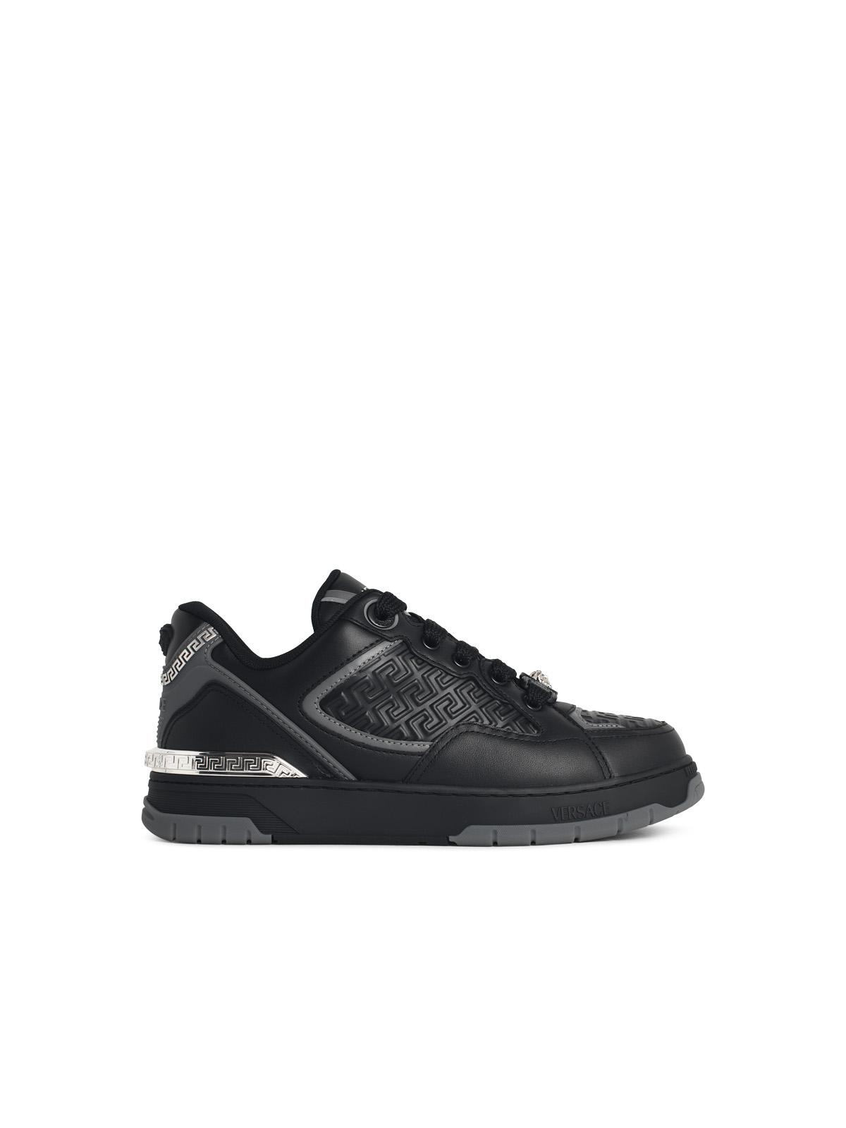Versace 'Biggie' Black Leather Sneakers Men VERSACE