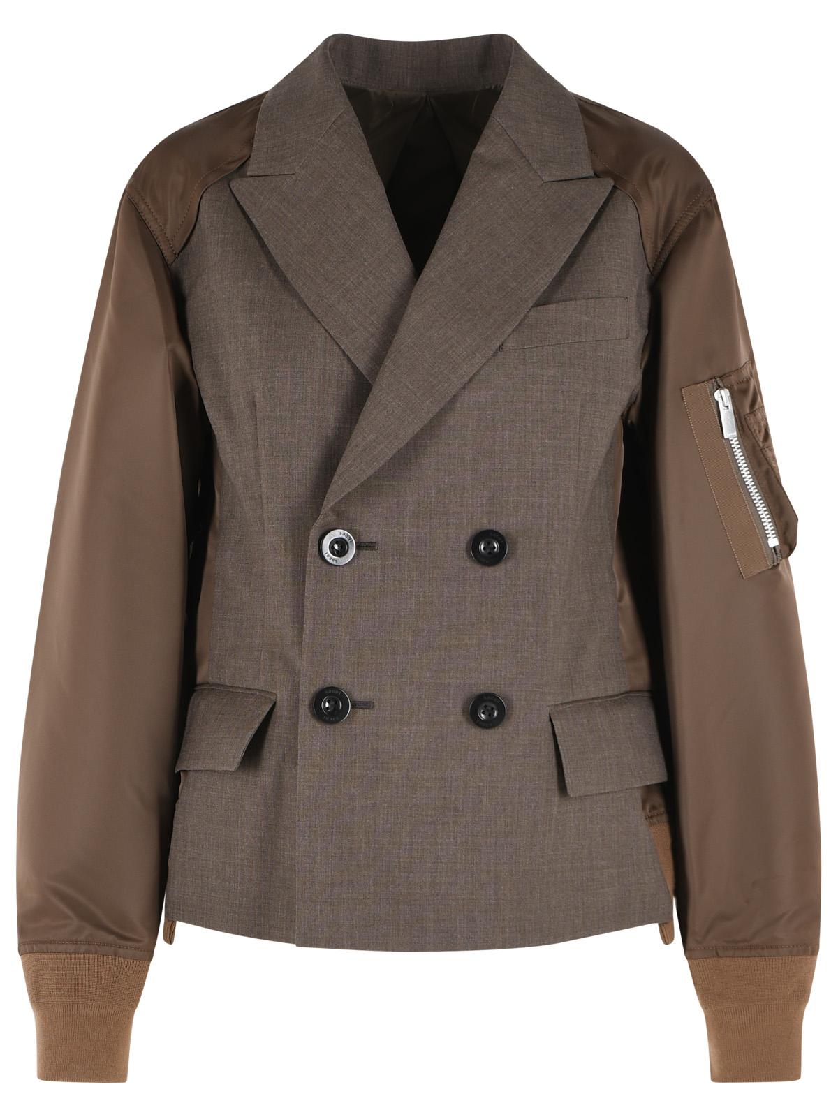 Sacai Brown Wool Blend Blazer Women SACAI