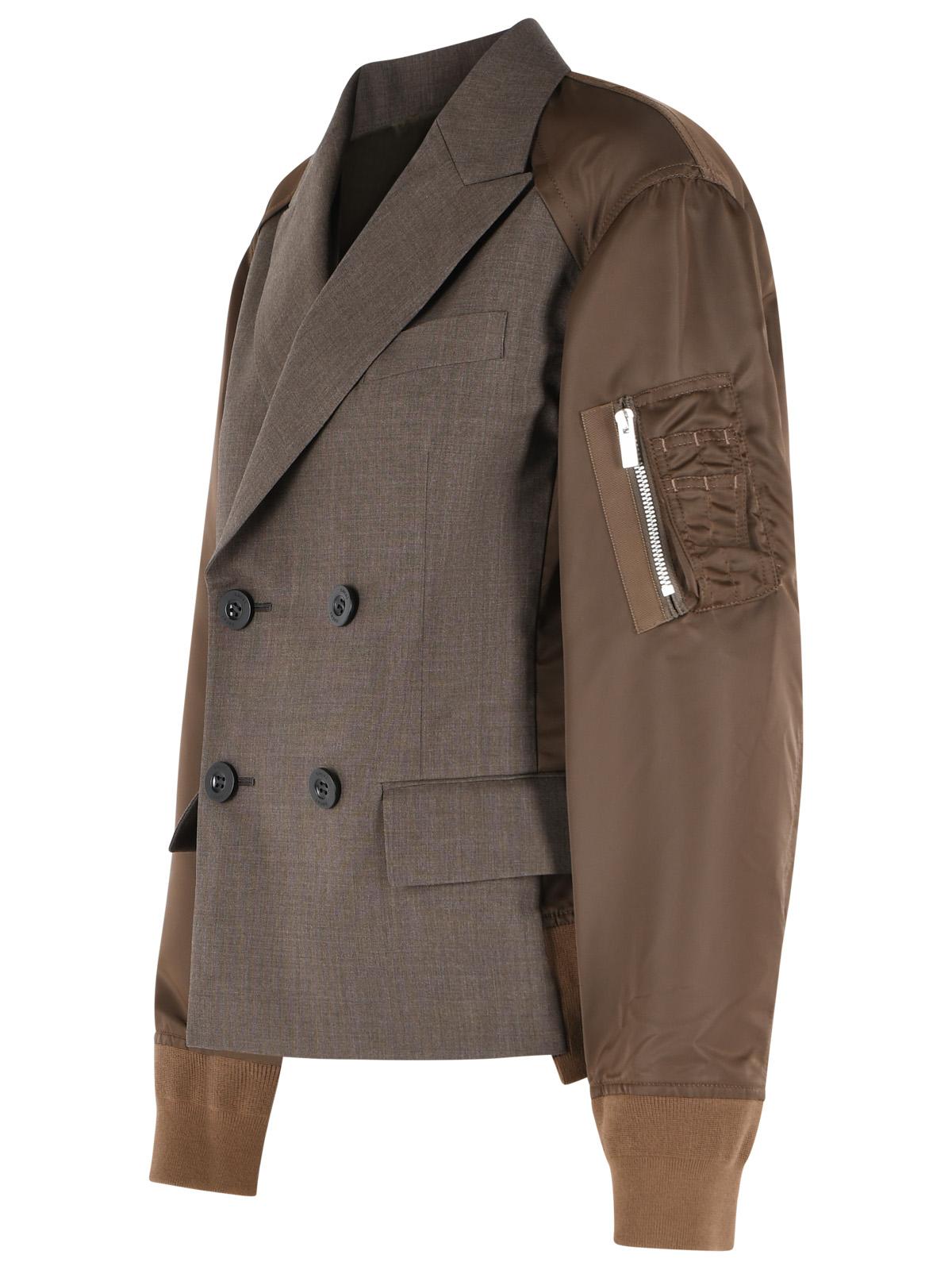 Sacai Brown Wool Blend Blazer Women SACAI