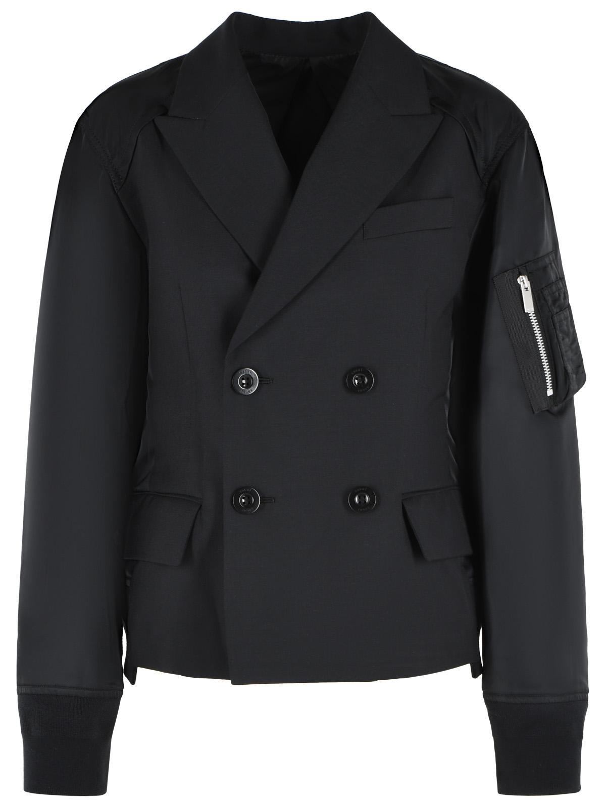 Sacai Black Wool Blend Blazer Women SACAI