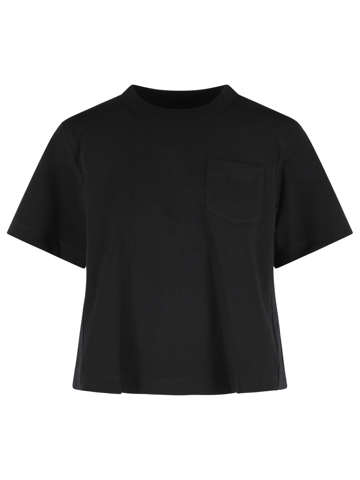 Sacai Black Cotton T-Shirt Women SACAI