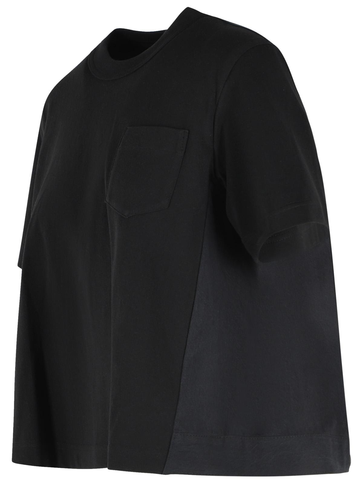Sacai Black Cotton T-Shirt Women SACAI