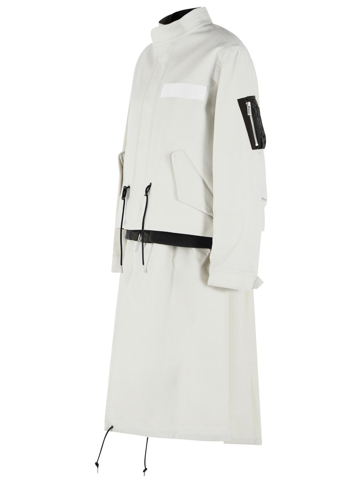 Sacai Ecru Wool Coat Women SACAI